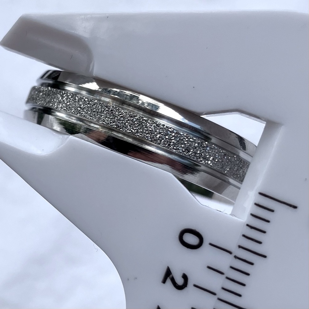 Stainless Steel Band Ring With Sandblasted Finish